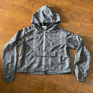 Good American Python Snake Reptile Print Hooded Pullover Zip Windbreaker Sz 2